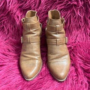 Double Strap Buckle Cut Out Booties - US 9